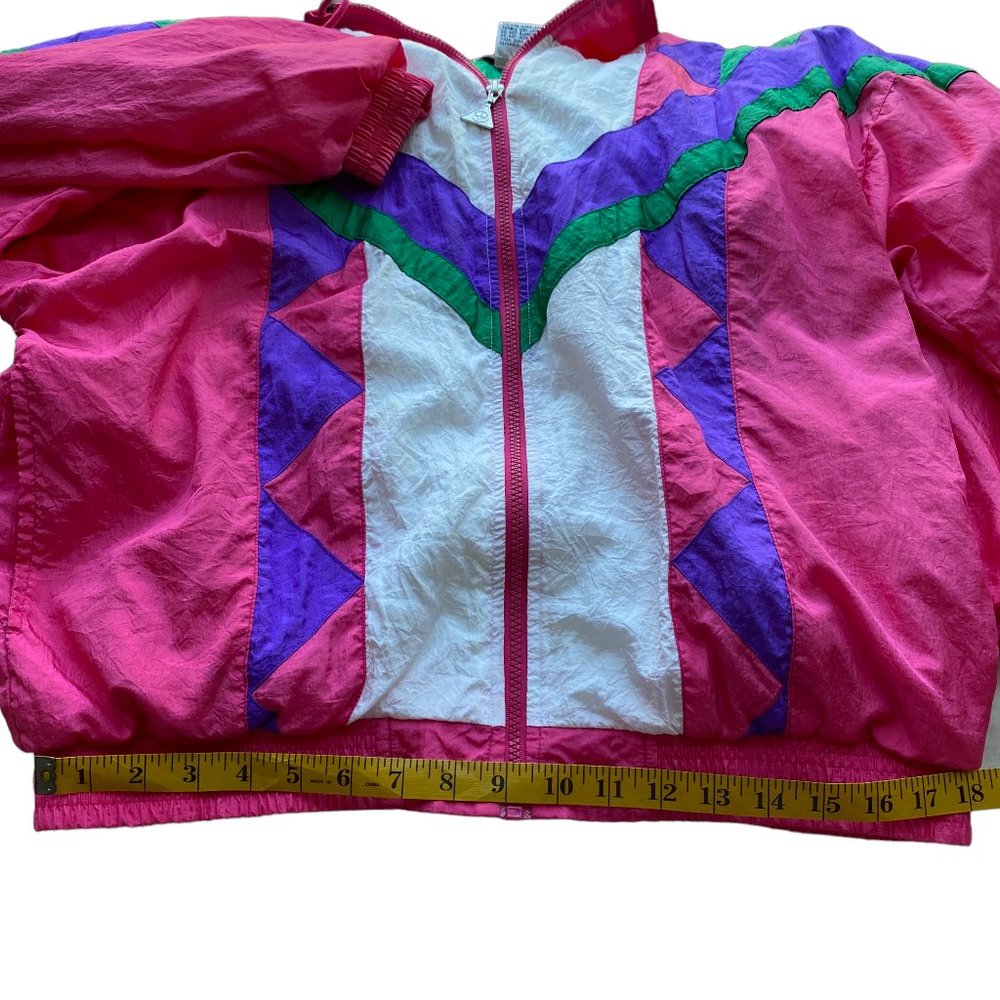 Vintage Y2K Color blocking Granny Track Jacket Nylon Windbreaker 90's Jacket - Picture 7 of 16